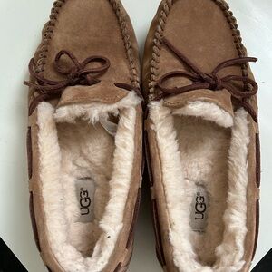 UGG Brown Suede Slippers with Cream Lining
